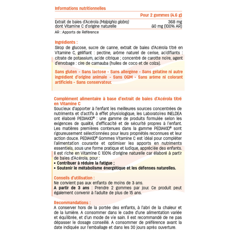 PEDIAKID® Gommes Vitamine C PEDIAKID® Gommes Vitamine C