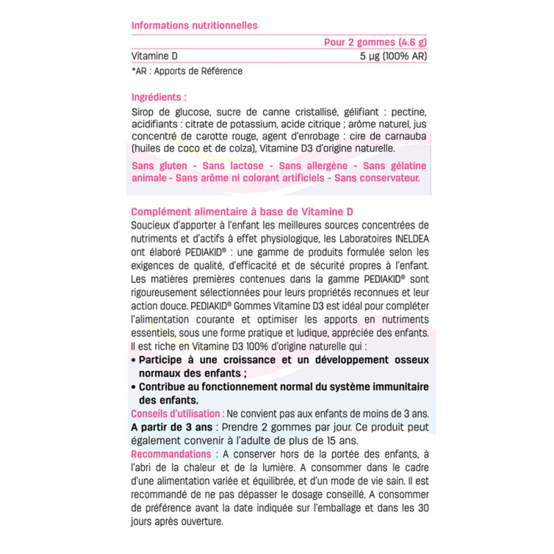 PEDIAKID® Gommes Vitamine D3 PEDIAKID® Gommes Vitamine D3