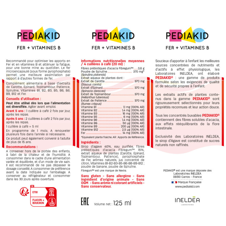 PEDIAKID® FER + VITAMINES B - Enhances iron intake
