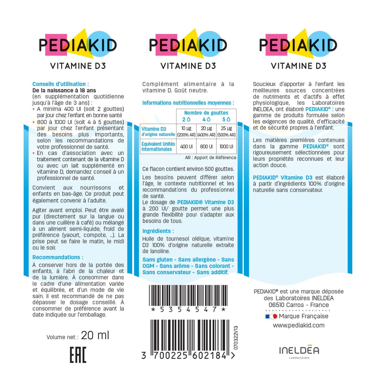 PEDIAKID® VITAMINE D3 - Enhances vitamin D intake