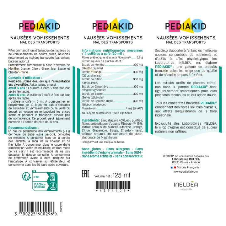 PEDIAKID® Nausées-Vomissements Mal des transports - Reduces nausea