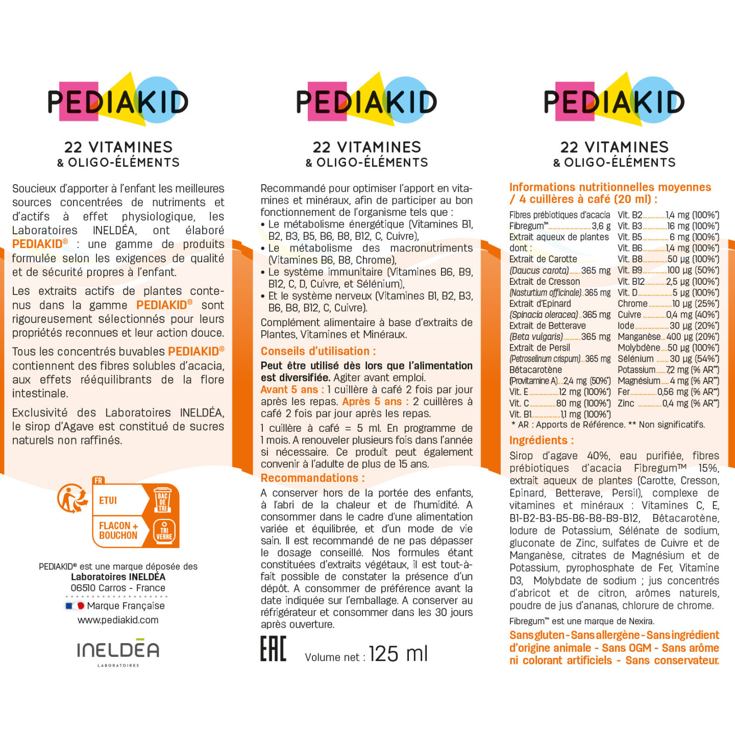 PEDIAKID® 22 Vitamines et Oligo-éléments - Optimise les apports