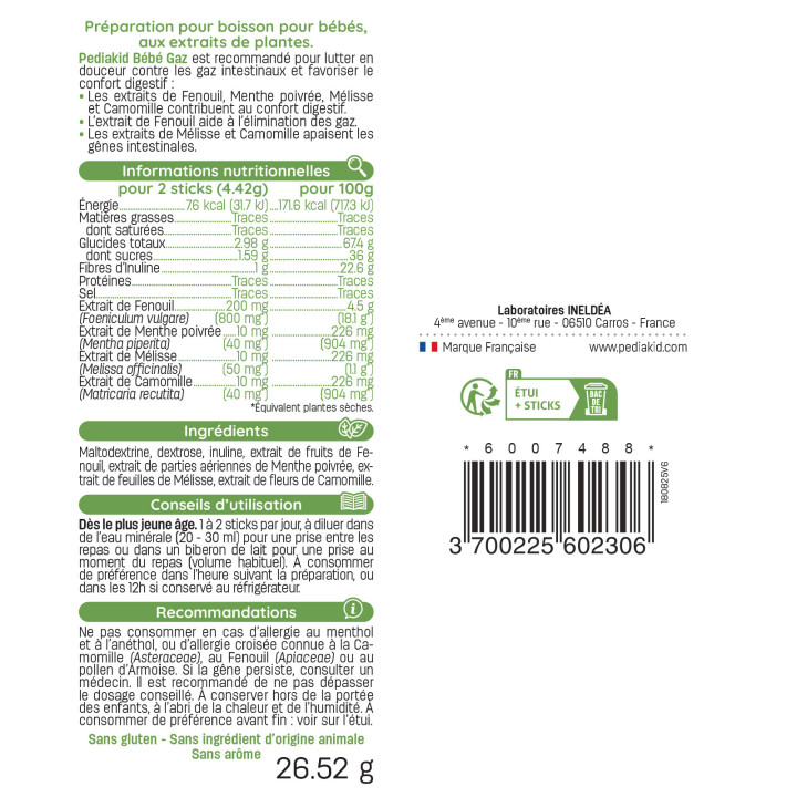 PEDIAKID® BEBE GAZ - For better intestinal comfort