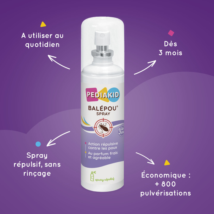 PEDIAKID® Balépou Spray - Le réflexe naturel  pour lutter efficacement contre les poux
