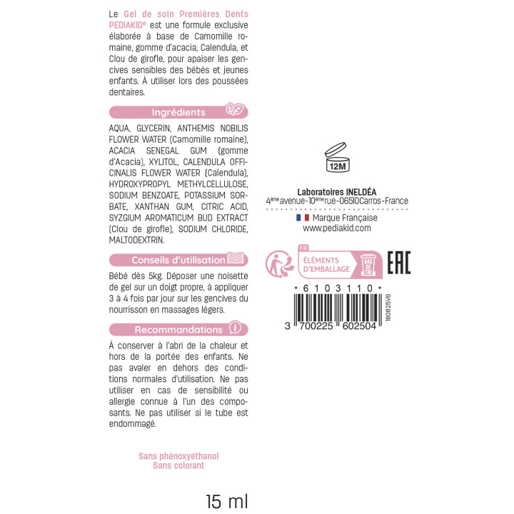 PEDIAKID® Gel de soin Premières Dents - Soothes dental growth