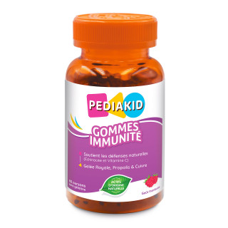 PEDIAKID® Gommes Immunité - Pilulier de 60 oursons - Goût framboise.