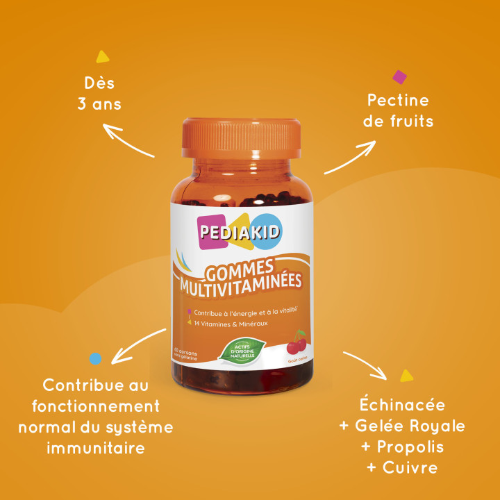 PEDIAKID® Gommes Multivitaminées - 60 gummies