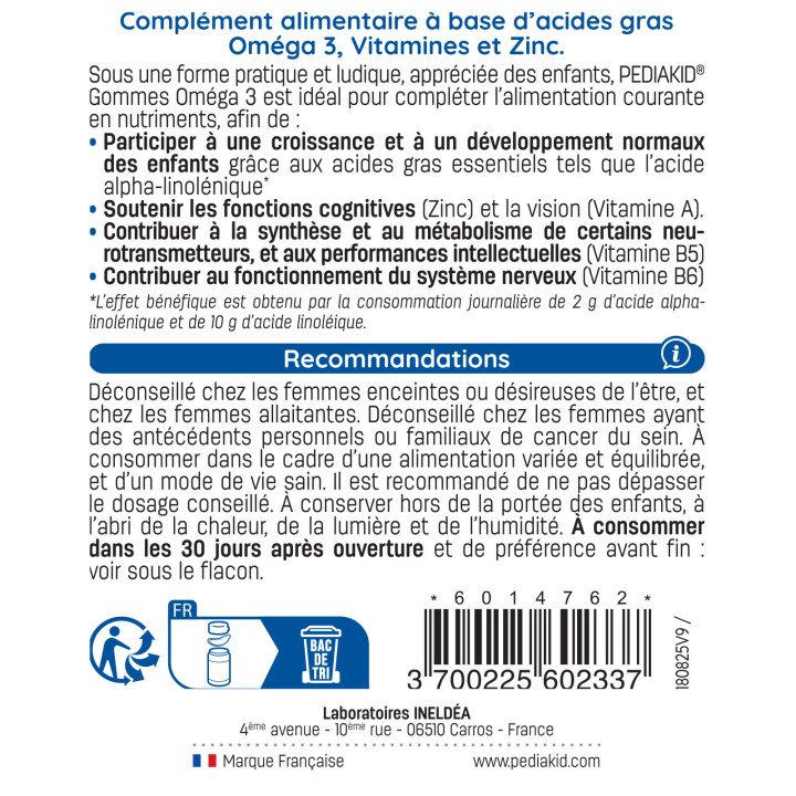 PEDIAKID® Gommes Oméga 3 - 60 gummies