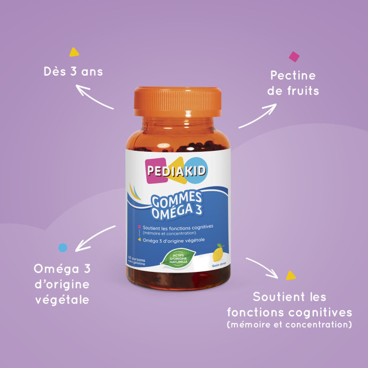 PEDIAKID® Gommes Oméga 3 - Croissance et développement des enfants.