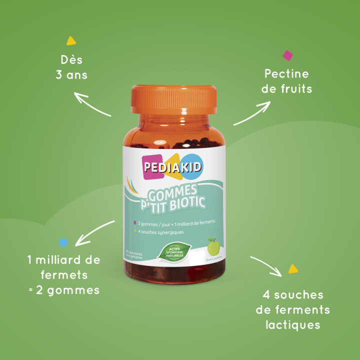PEDIAKID® Gommes P'tit Biotic - Contribue à soutenir flore intestinale
