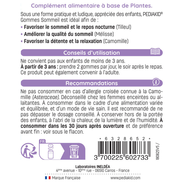 PEDIAKID Gommes Sommeil - Favorise la détente & l'endormissement