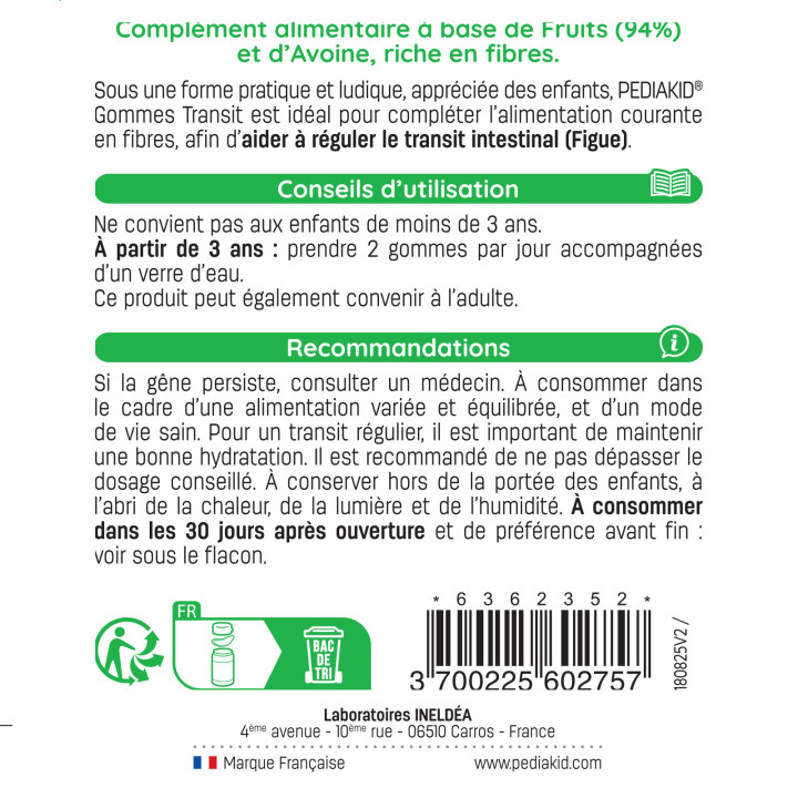PEDIAKID - Gommes Transit - Régule le transit intestinal