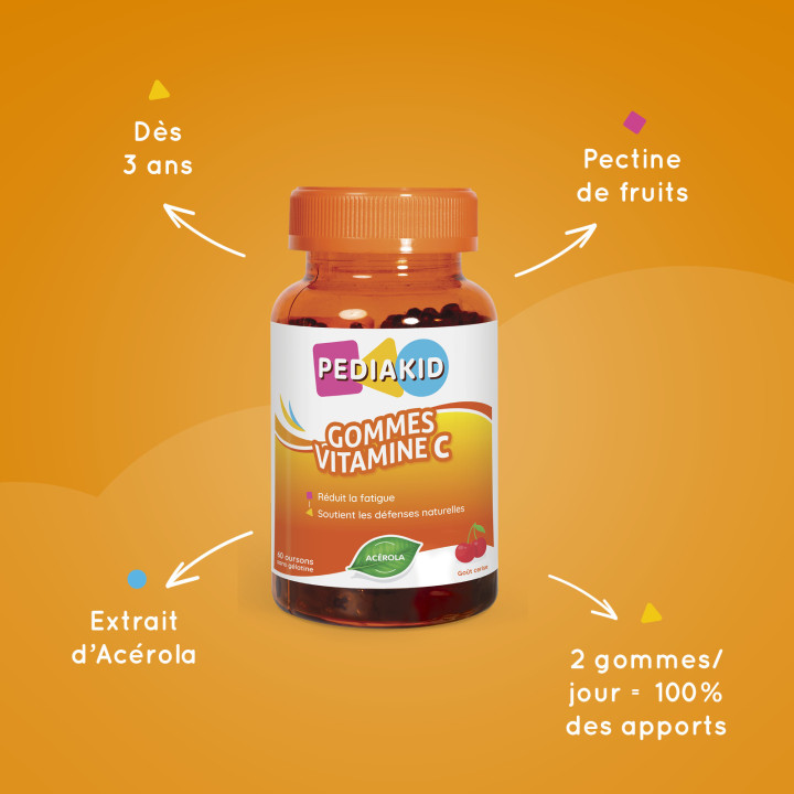 PEDIAKID® Gommes Vitamine C - 60 gummies