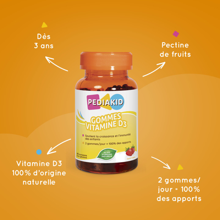 PEDIAKID® Gommes Vitamine D3 - Optimise les apports en Vitamine D