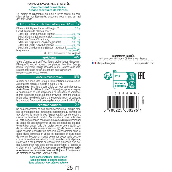PEDIAKID® Nausées-Vomissements Mal des transports - Reduces nausea