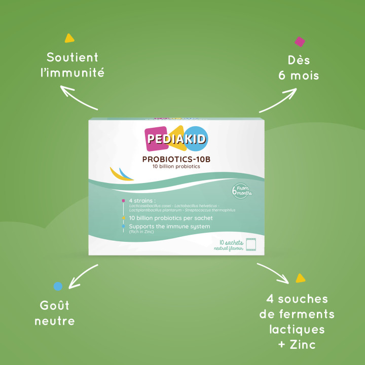 PEDIAKID® PROBIOTIQUES 10M - Brings balance to the intestinal flora