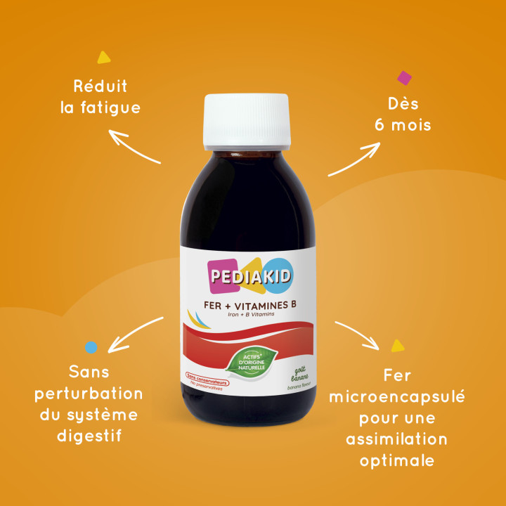PEDIAKID® FER + VITAMINES B - Optimise les apports en fer - 125ml