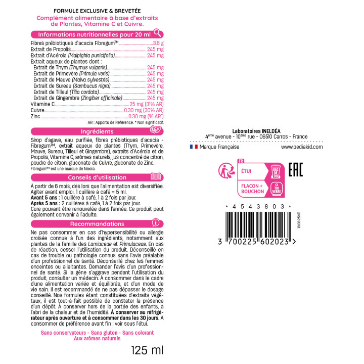 PEDIAKID® NEZ-GORGE - Dégage les voies respiratoires - 125 ou 250ml