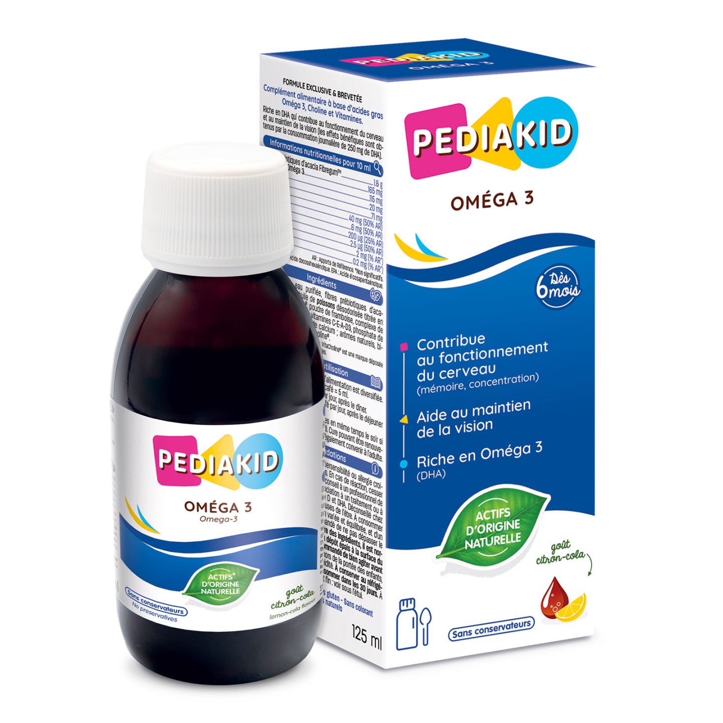 PEDIAKID OMEGA 3 - Mmoire et concentration - Got citron-cola PEDIAKID OMEGA 3 - Mmoire et concentration - Got citron-cola