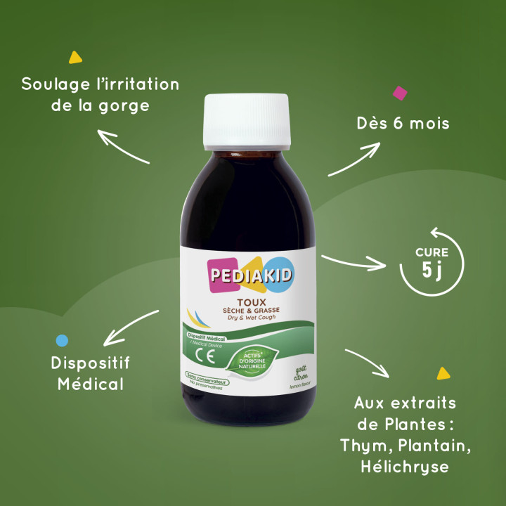PEDIAKID® Toux Sèche & Grasse: Helps soothe cough and sore throat