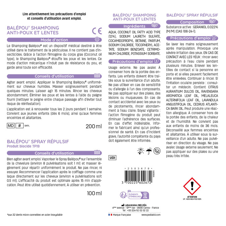 PEDIAKID Balépou® Anti-poux et Lentes - Traitement Complet